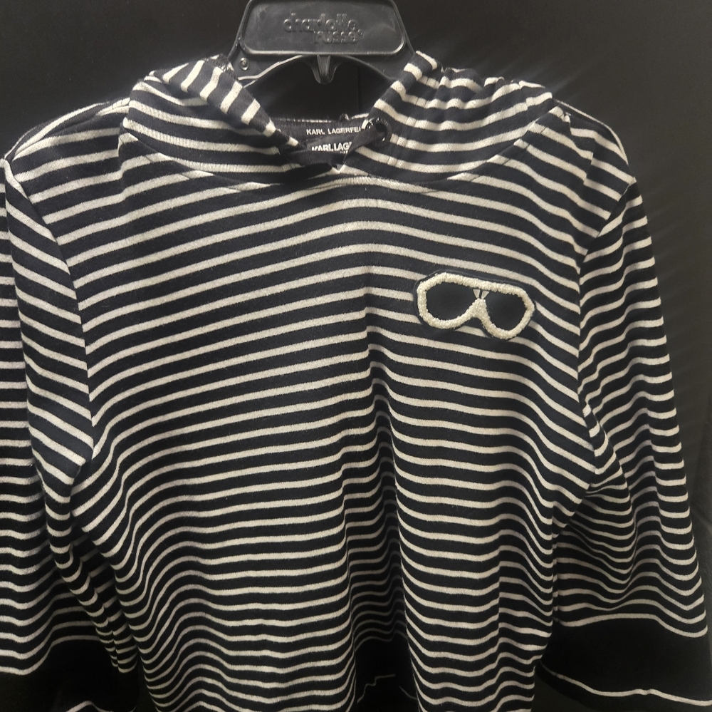 Karl Lagerfeld Black and White Striped Hoodie